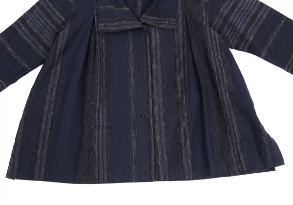 イッセイミヤケ ハートISSEY MIYAKE HaaT 小紋ドビーグリッターストライプシャツジャケット 紺2 K-93274_009