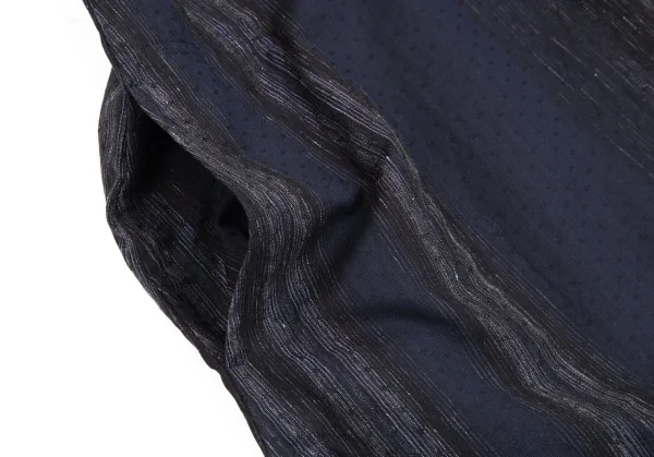 イッセイミヤケ ハートISSEY MIYAKE HaaT 小紋ドビーグリッターストライプシャツジャケット 紺2 K-93274_011