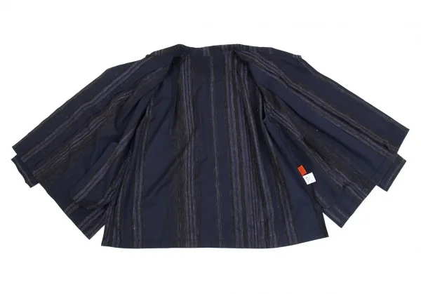 イッセイミヤケ ハートISSEY MIYAKE HaaT 小紋ドビーグリッターストライプシャツジャケット 紺2 K-93274_012