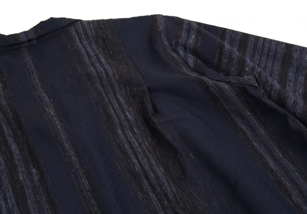 イッセイミヤケ ハートISSEY MIYAKE HaaT 小紋ドビーグリッターストライプシャツジャケット 紺2 K-93274_014