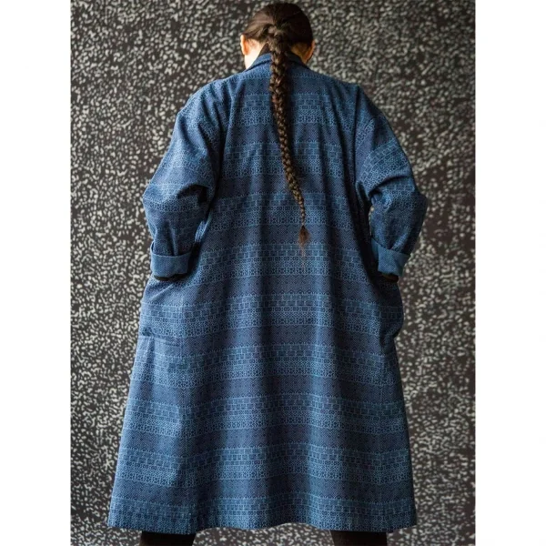 イッセイミヤケ ハートISSEY MIYAKE HaaT 染めドビー織りリバーシブルチェスターコート インディゴ2 K-93277_003