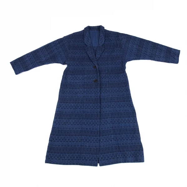 イッセイミヤケ ハートISSEY MIYAKE HaaT 染めドビー織りリバーシブルチェスターコート インディゴ2 K-93277_004