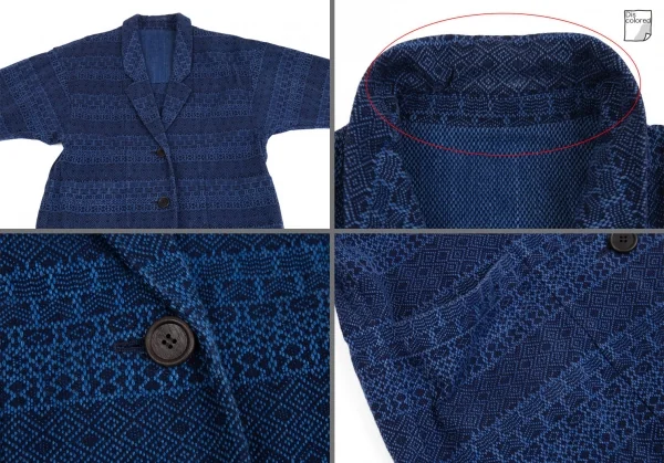 イッセイミヤケ ハートISSEY MIYAKE HaaT 染めドビー織りリバーシブルチェスターコート インディゴ2 K-93277_005