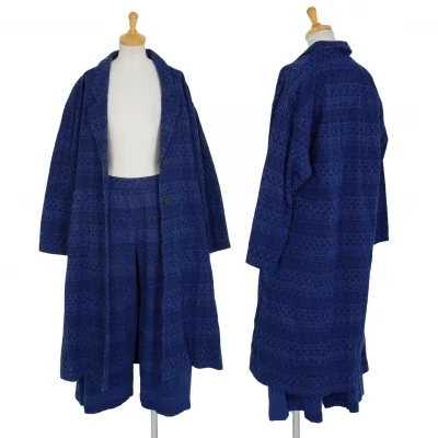 イッセイミヤケ ハートISSEY MIYAKE HaaT 染めドビー織りセットアップスーツ インディゴ