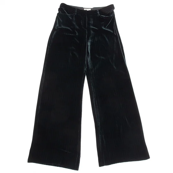 エンポリオアルマーニEMPORIO ARMANI ストライプベロアワイドパンツ 紺38 K-93332_001