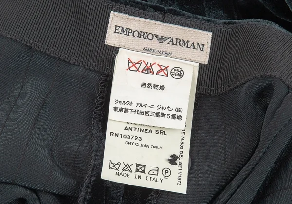 エンポリオアルマーニEMPORIO ARMANI ストライプベロアワイドパンツ 紺38 K-93332_012
