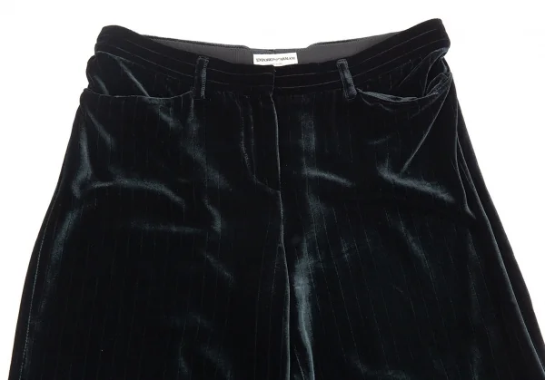 エンポリオアルマーニEMPORIO ARMANI ストライプベロアワイドパンツ 紺38 K-93332_002