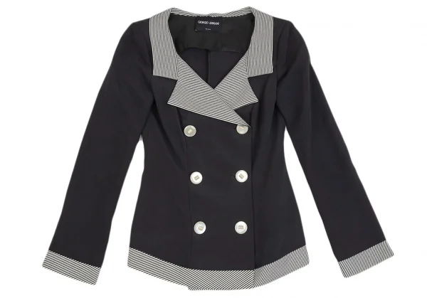 ジョルジオ アルマーニGIORGIO ARMANI ストライプ切替ダブルジャケット 黒M位 K-93334_002