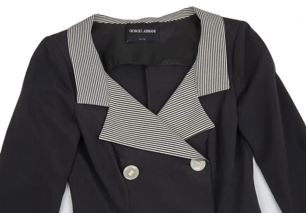 ジョルジオ アルマーニGIORGIO ARMANI ストライプ切替ダブルジャケット 黒M位 K-93334_003
