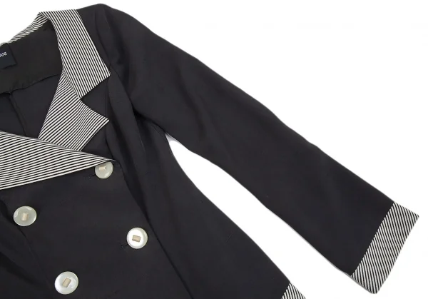 ジョルジオ アルマーニGIORGIO ARMANI ストライプ切替ダブルジャケット 黒M位 K-93334_005