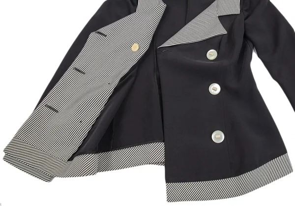 ジョルジオ アルマーニGIORGIO ARMANI ストライプ切替ダブルジャケット 黒M位 K-93334_008