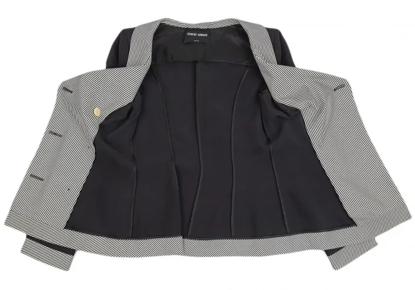 ジョルジオ アルマーニGIORGIO ARMANI ストライプ切替ダブルジャケット 黒M位 K-93334_009