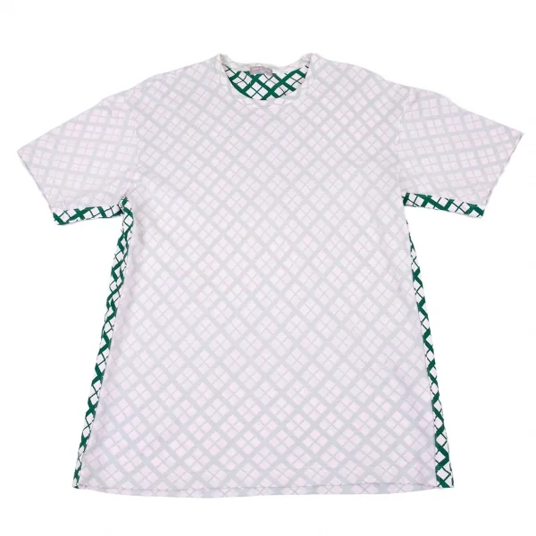 コムデギャルソン オムCOMME des GARCONS HOMME 製品染め裏バイアスチェックインサイドアウトTシャツ ピンク緑M位 K-93364_001