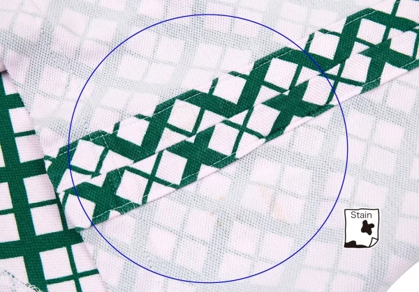 コムデギャルソン オムCOMME des GARCONS HOMME 製品染め裏バイアスチェックインサイドアウトTシャツ ピンク緑M位 K-93364_010