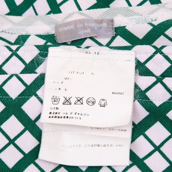 コムデギャルソン オムCOMME des GARCONS HOMME 製品染め裏バイアスチェックインサイドアウトTシャツ ピンク緑M位 K-93364_019
