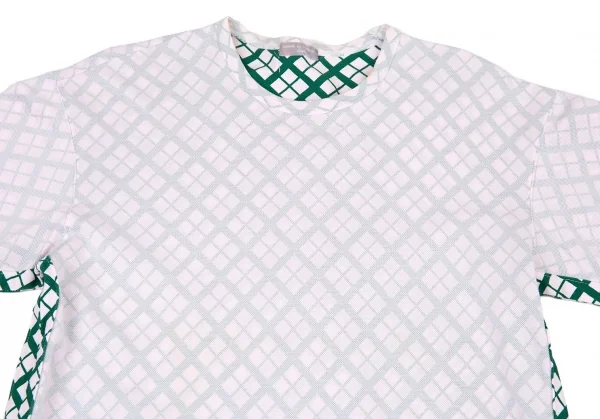 コムデギャルソン オムCOMME des GARCONS HOMME 製品染め裏バイアスチェックインサイドアウトTシャツ ピンク緑M位 K-93364_002