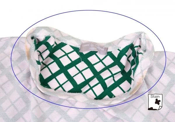 コムデギャルソン オムCOMME des GARCONS HOMME 製品染め裏バイアスチェックインサイドアウトTシャツ ピンク緑M位 K-93364_004