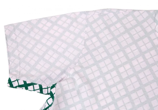 コムデギャルソン オムCOMME des GARCONS HOMME 製品染め裏バイアスチェックインサイドアウトTシャツ ピンク緑M位 K-93364_005