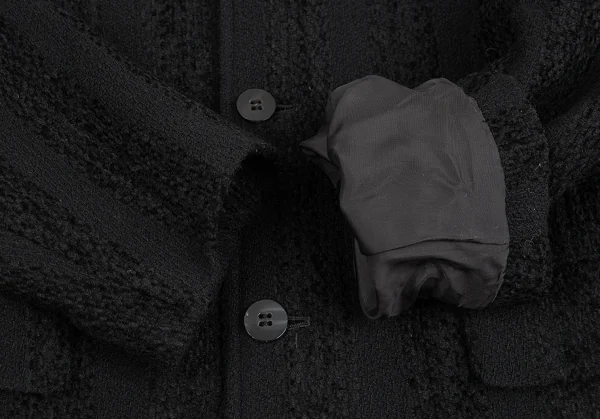 トリココムデギャルソンtricot COMME des GARCONS シャドーストライプノーカラージャケット 黒M位 K-93383_008