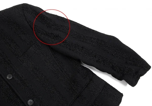 トリココムデギャルソンtricot COMME des GARCONS シャドーストライプノーカラージャケット 黒M位 K-93383_009