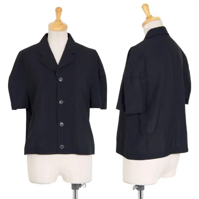 トリココムデギャルソンtricot COMME des GARCONS サマーウールオープンカラー半袖シャツ 紺