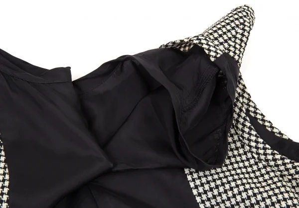 トリココムデギャルソンtricot COMME des GARCONS ハウンドトゥースキュプラ切替ノースリーブワンピース 白黒M位 K-93394_010