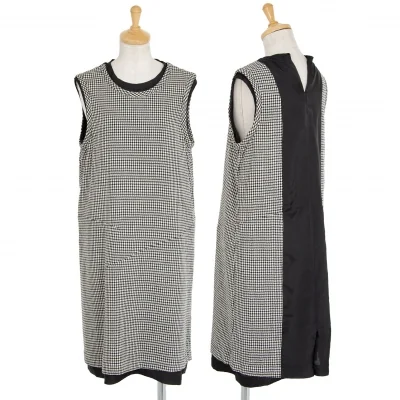 トリココムデギャルソンtricot COMME des GARCONS ハウンドトゥースキュプラ切替ノースリーブワンピース
