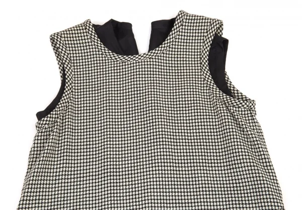 トリココムデギャルソンtricot COMME des GARCONS ハウンドトゥースキュプラ切替ノースリーブワンピース 白黒M位 K-93394_003