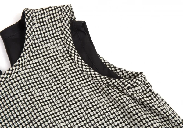 トリココムデギャルソンtricot COMME des GARCONS ハウンドトゥースキュプラ切替ノースリーブワンピース 白黒M位 K-93394_005