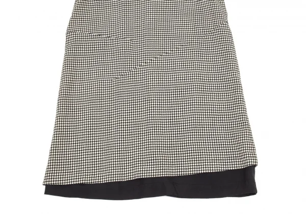 トリココムデギャルソンtricot COMME des GARCONS ハウンドトゥースキュプラ切替ノースリーブワンピース 白黒M位 K-93394_006