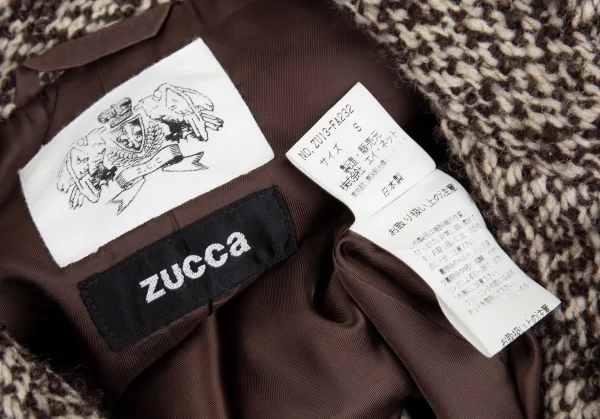 ズッカzucca ミックスツイードダブルハーフコート ベージュ茶S K-93409_017