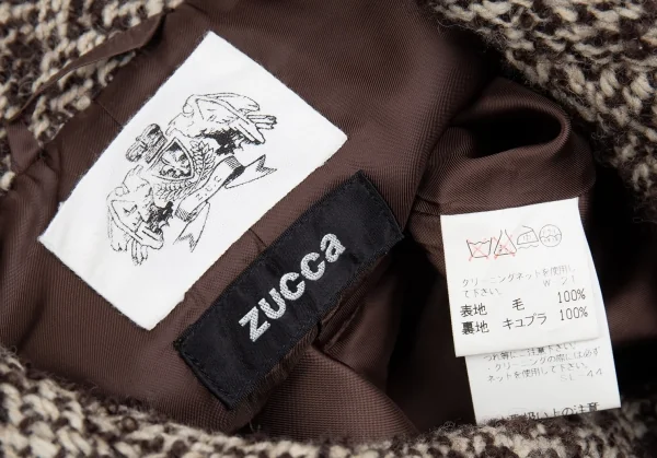 ズッカzucca ミックスツイードダブルハーフコート ベージュ茶S K-93409_018