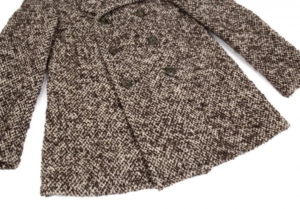 ズッカzucca ミックスツイードダブルハーフコート ベージュ茶S K-93409_008