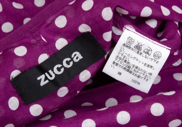 ズッカzucca ドットプリント裾フレアノースリーブワンピース 紫白M K-93413_014