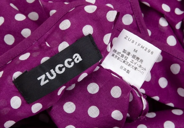 ズッカzucca ドットプリント裾フレアノースリーブワンピース 紫白M K-93413_015