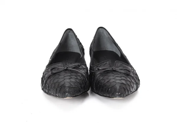 ズッカzucca スケールレザーポインテッドトゥシューズ 黒M(24位) K-93436_002