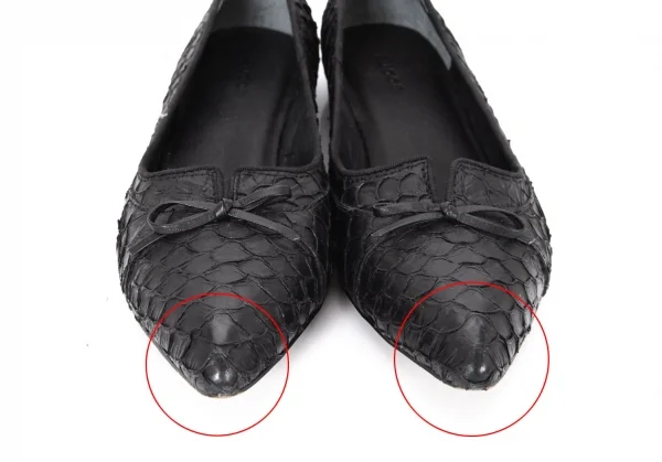 ズッカzucca スケールレザーポインテッドトゥシューズ 黒M(24位) K-93436_003