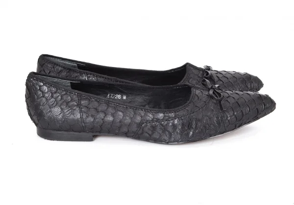 ズッカzucca スケールレザーポインテッドトゥシューズ 黒M(24位) K-93436_007