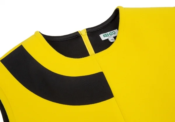 ケンゾーKENZO バイカラー切替レイヤードノースリーブワンピース 黒黄36 K-93439_004