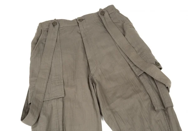 ヨウジヤマモト プールオムYohji Yamamoto POUR HOMME 敗残兵コットンサスペンダーカーゴパンツ カーキ3 K-93474_002