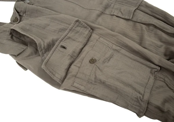 ヨウジヤマモト プールオムYohji Yamamoto POUR HOMME 敗残兵コットンサスペンダーカーゴパンツ カーキ3 K-93474_004