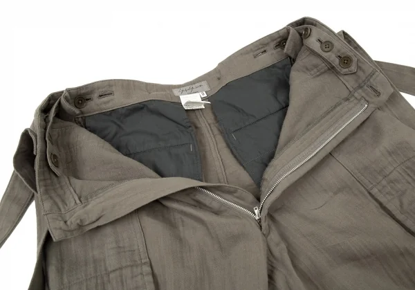 ヨウジヤマモト プールオムYohji Yamamoto POUR HOMME 敗残兵コットンサスペンダーカーゴパンツ カーキ3 K-93474_006