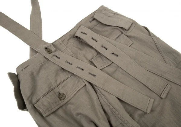 ヨウジヤマモト プールオムYohji Yamamoto POUR HOMME 敗残兵コットンサスペンダーカーゴパンツ カーキ3 K-93474_012