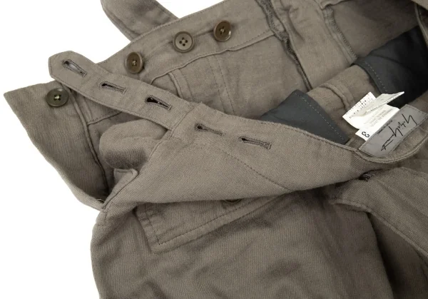ヨウジヤマモト プールオムYohji Yamamoto POUR HOMME 敗残兵コットンサスペンダーカーゴパンツ カーキ3 K-93474_014