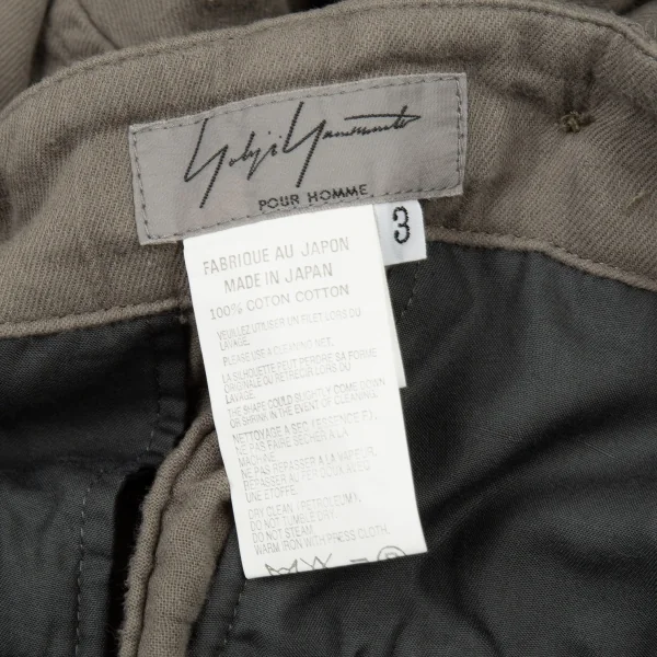 ヨウジヤマモト プールオムYohji Yamamoto POUR HOMME 敗残兵コットンサスペンダーカーゴパンツ カーキ3 K-93474_017