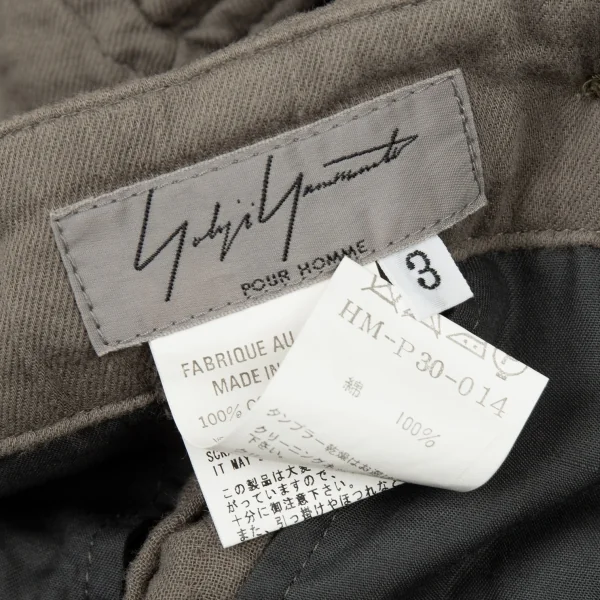 ヨウジヤマモト プールオムYohji Yamamoto POUR HOMME 敗残兵コットンサスペンダーカーゴパンツ カーキ3 K-93474_018