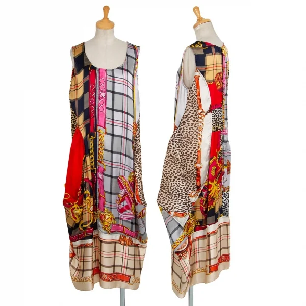 コムデギャルソンCOMME des GARCONS パッチワークスカーフノースリーブワンピース マルチS K-93478_001