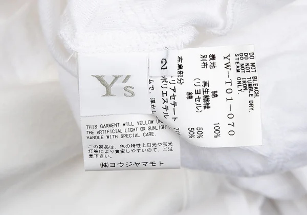 ワイズY's ロープデザイン切替カットソー 白2 K-93493_014