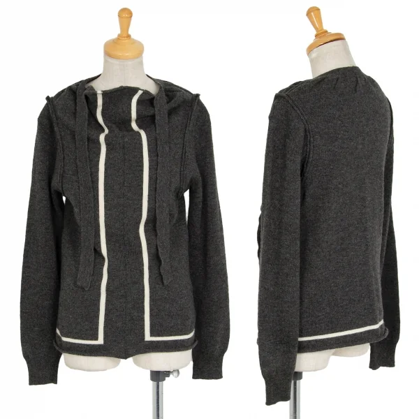 コムデギャルソンCOMME des GARCONS ライン切替デザインニットトップス チャコールS位 K-93518_001