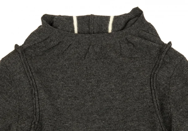 コムデギャルソンCOMME des GARCONS ライン切替デザインニットトップス チャコールS位 K-93518_014
